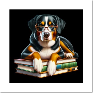 Appenzeller Sennenhund Dog And Books Posters and Art